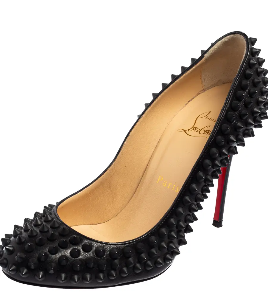Christian Louboutin Black Leather Fifi Spikes Pumps Size 36