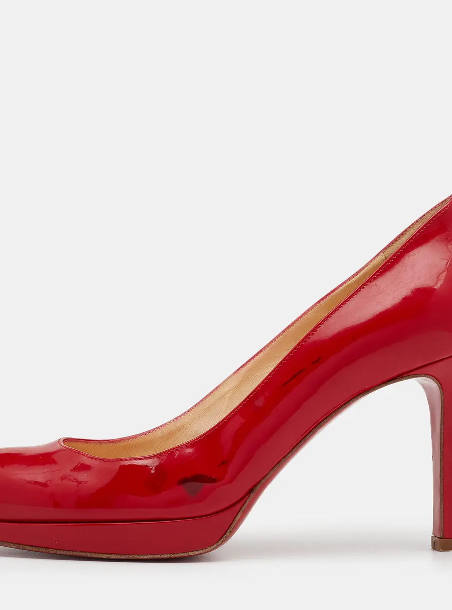 Christian Louboutin Red Patent Leather New Simple Platform Pumps Size 37