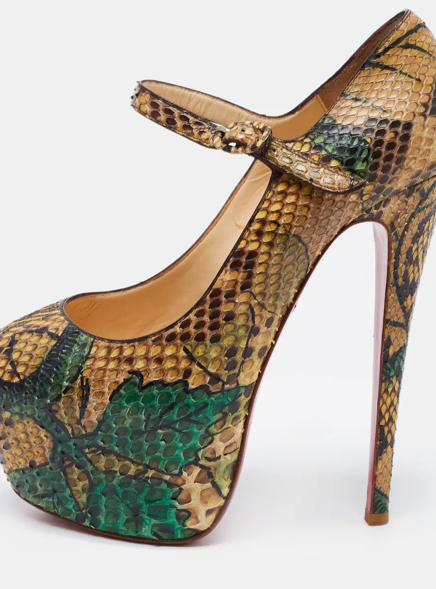 Christian Louboutin Lady Highness Size 38 Multicolor Python Leather Mary Jane Pumps