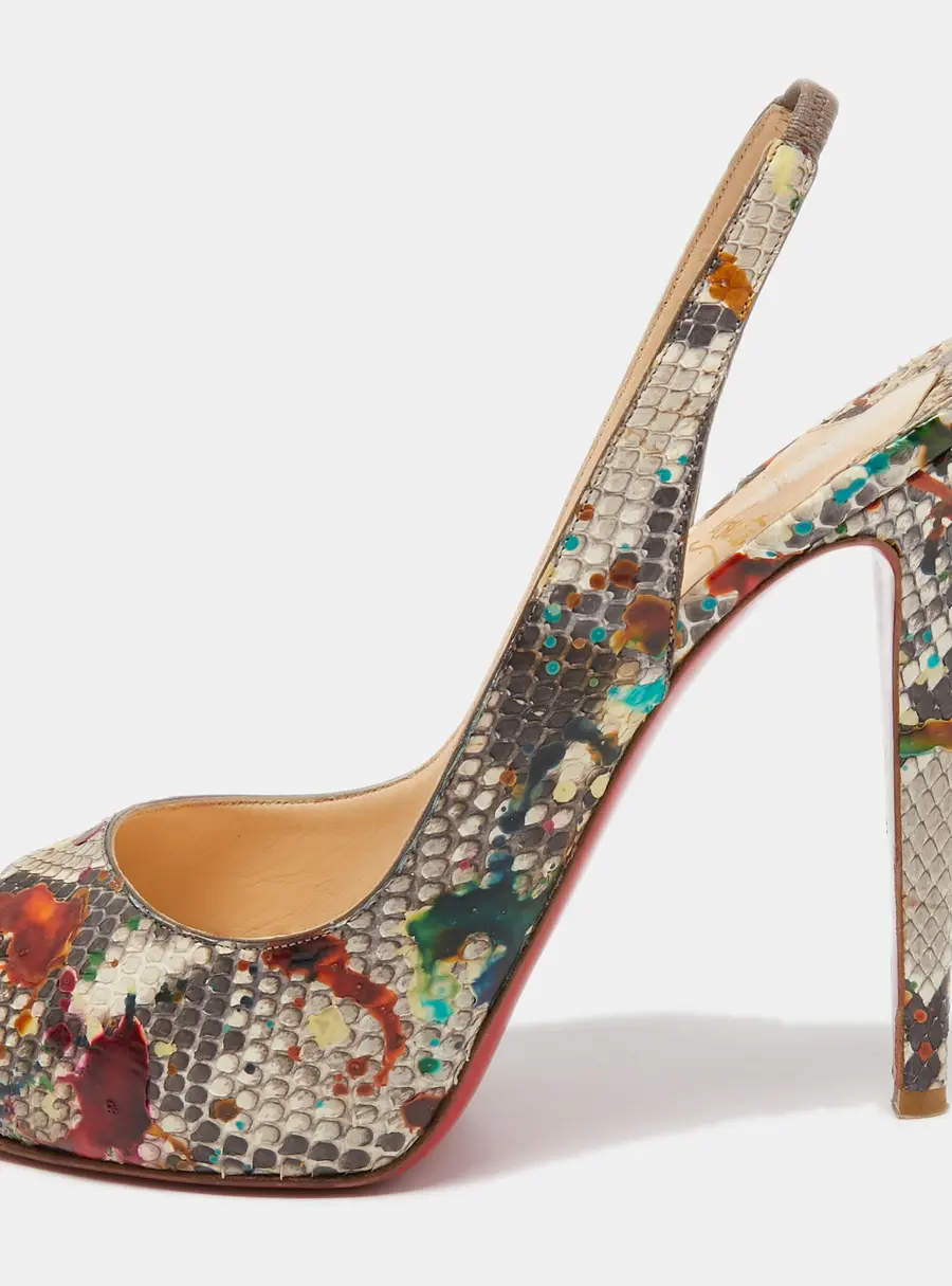 Christian Louboutin Multicolor Python No Prive Slingback Pumps Size 41