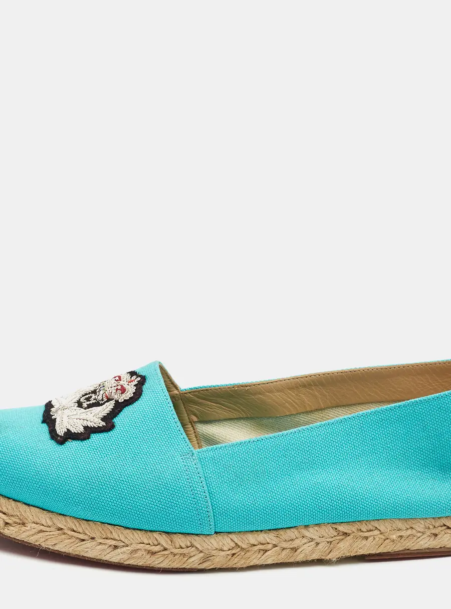 Christian Louboutin Gala Size 38 Blue Canvas Espadrille Loafers