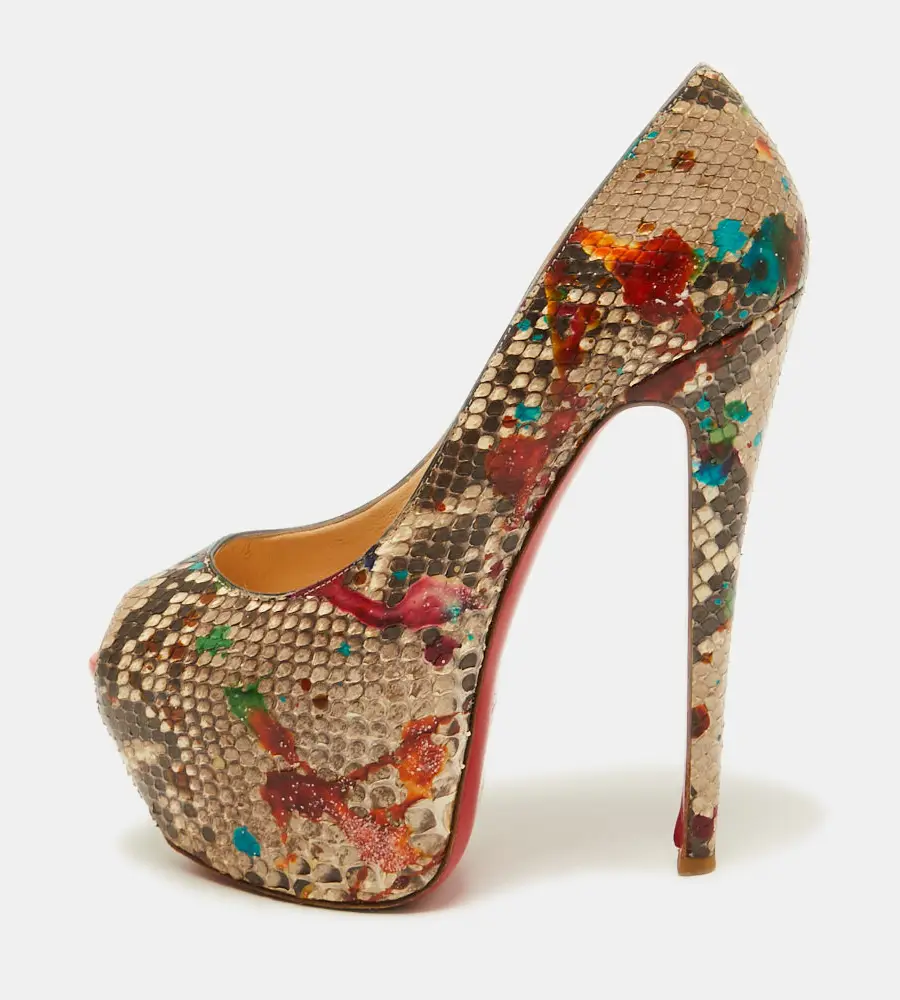 Christian Louboutin Highness Size 37 Multicolor Python Leather Platform Pumps