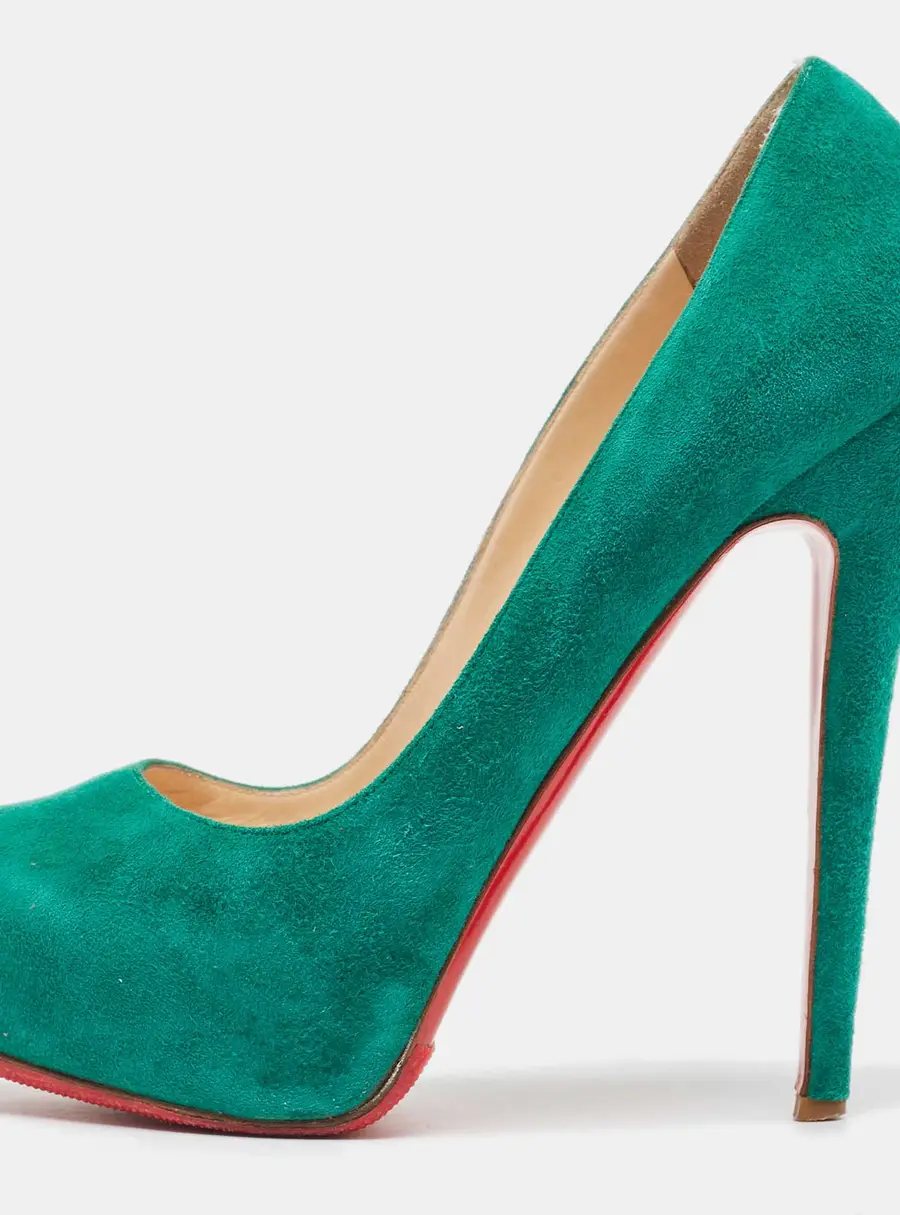 Christian Louboutin Green Suede Simple Pumps Size 37