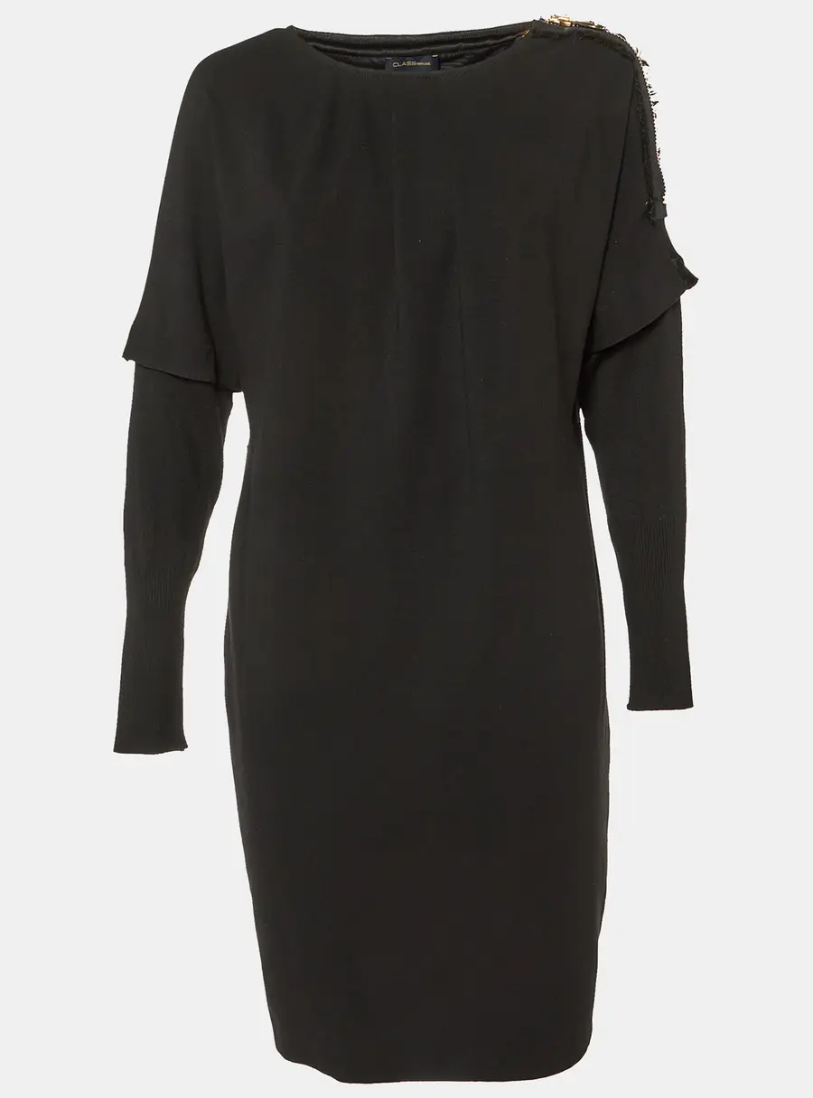 Class by Roberto Cavalli Black Jersey Panelled Knee-Length Dress M