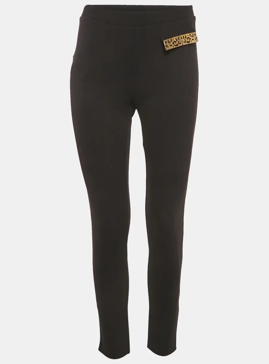 Class by Roberto Cavalli Black Gabardine Pocket Detail Leggings M
