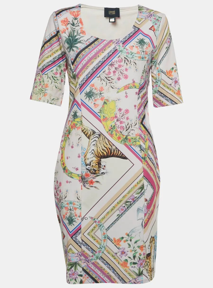 Class by Roberto Cavalli Pink Printed Stretch Knit Short Dress M