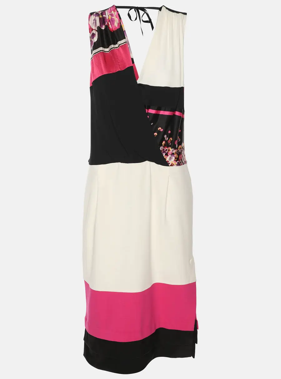 Class by Roberto Cavalli Multicolor Stretch Crepe Sleeveless Midi Dress M