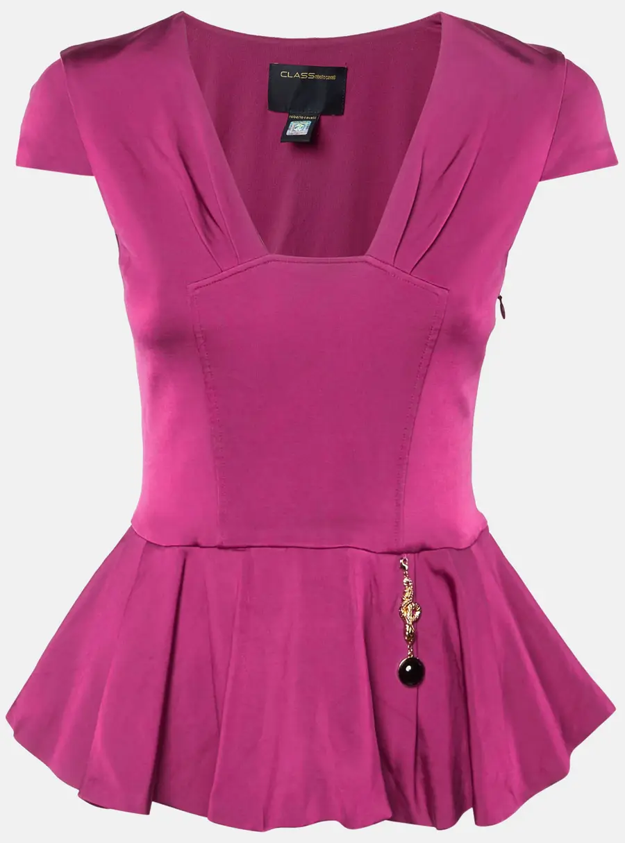 Class by Roberto Cavalli Magenta Pink Jersey peplum Hem Top M