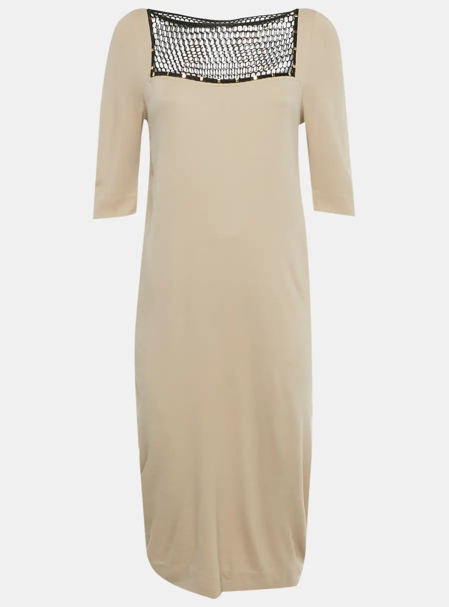 Class by Roberto Cavalli Beige Mesh Detail Jersey Midi Dress M