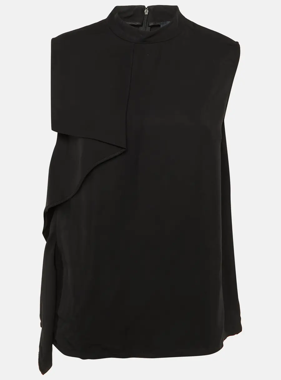 Class by Roberto Cavalli Black Crepe Draped Sleeveless Top L