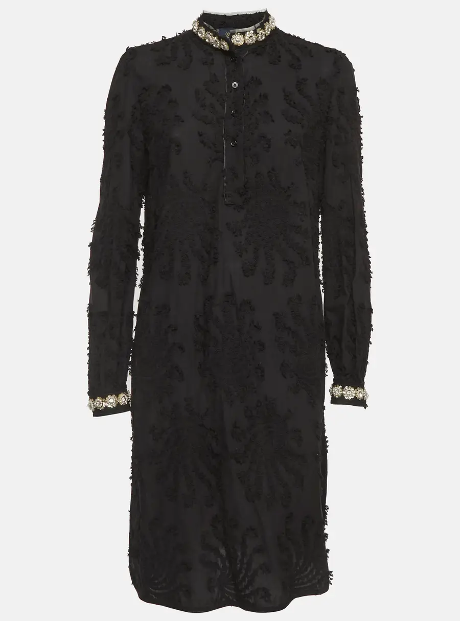 Class by Roberto Cavalli Black Cotton Embellished Mini Dress M