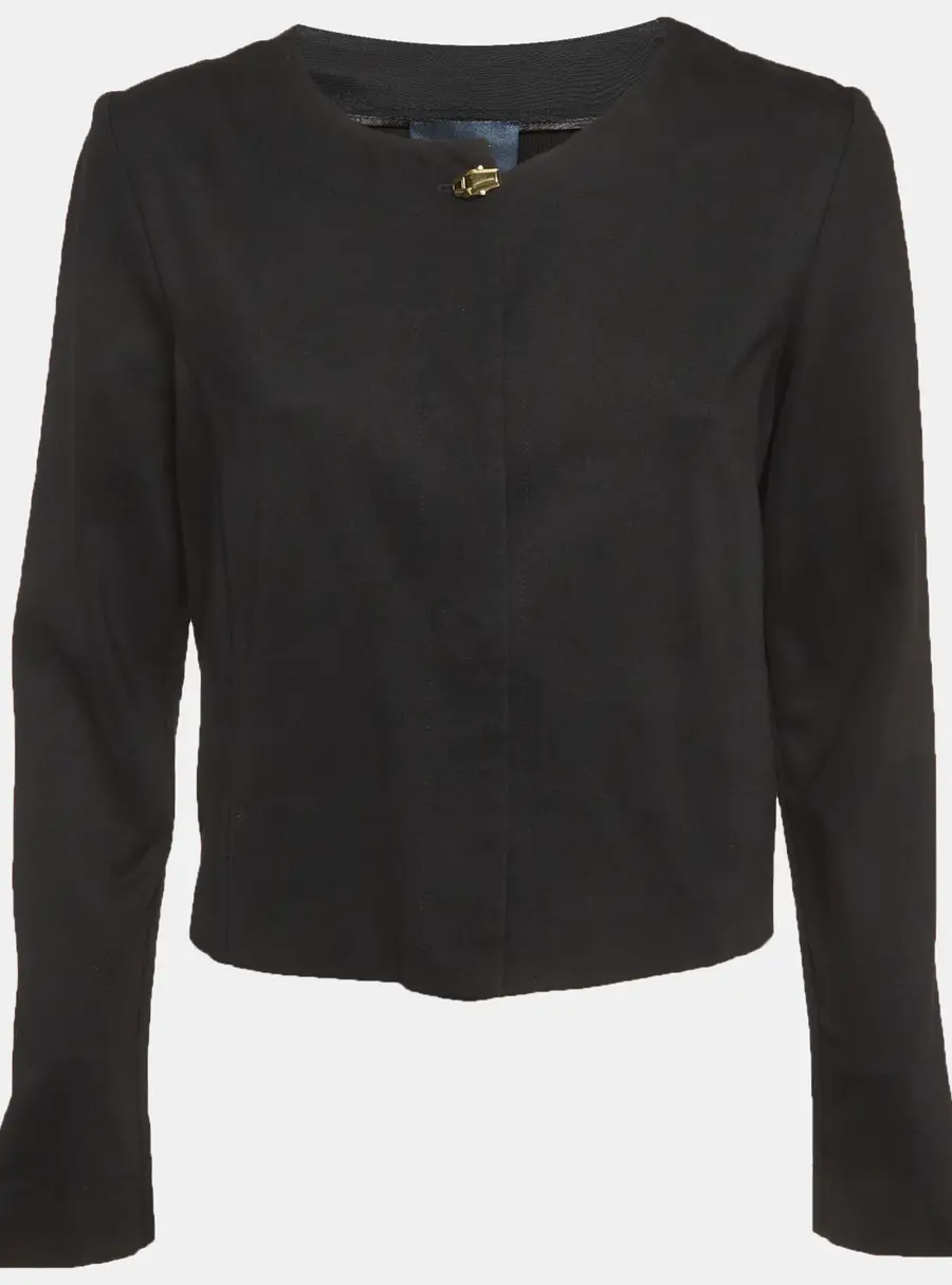 Cavalli Class Black Jersey Knit Button Front Jacket M