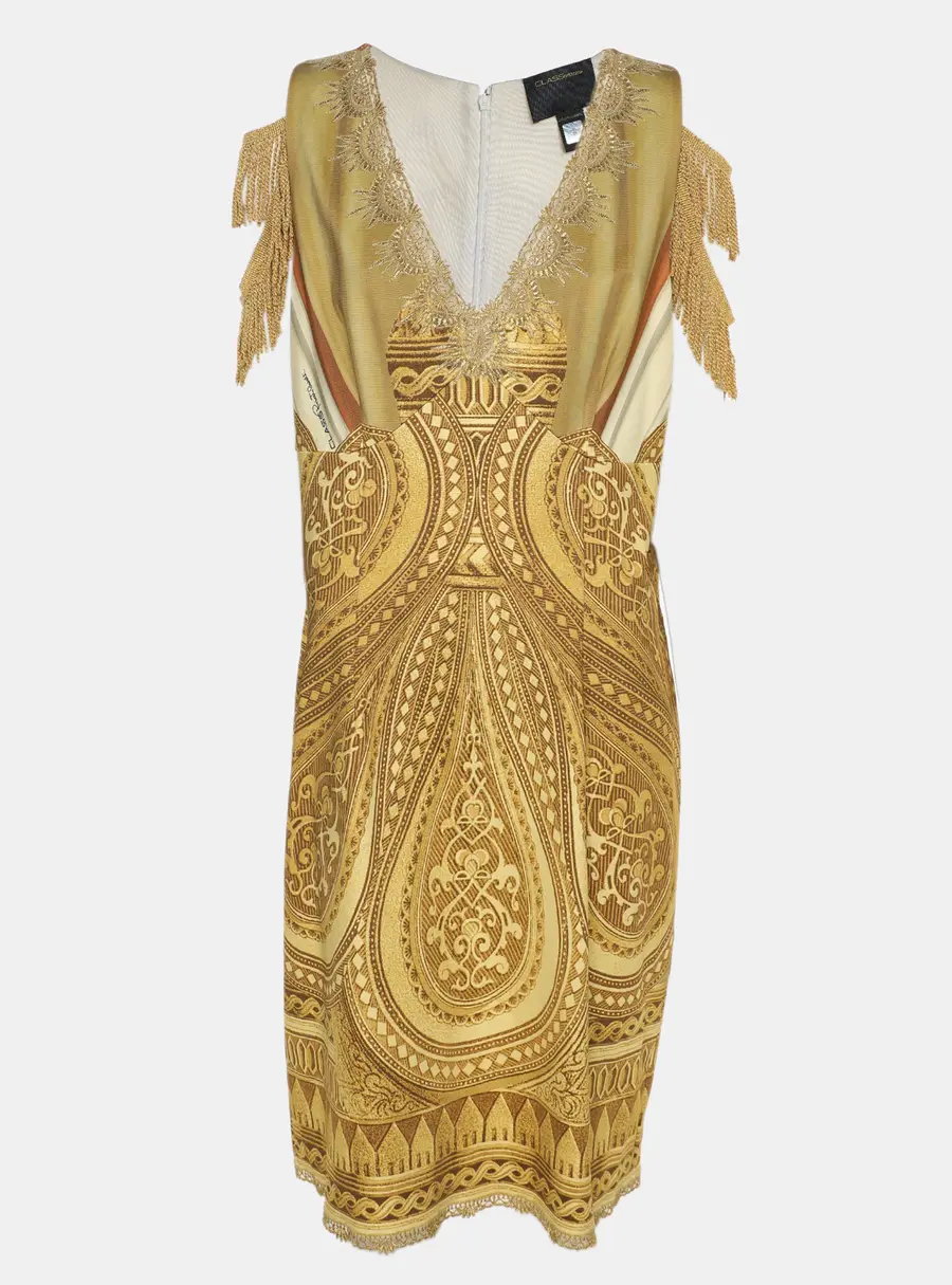 Class by Roberto Cavalli Yellow Printed Jersey Midi Dress XL
