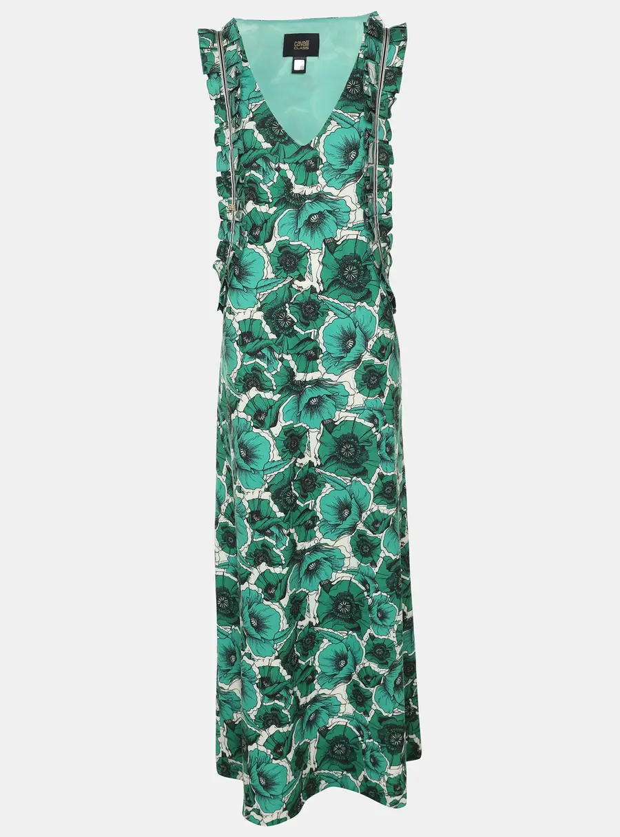 Class by Roberto Cavalli Green Floral Print Jersey Sleeveless Maxi Dress L