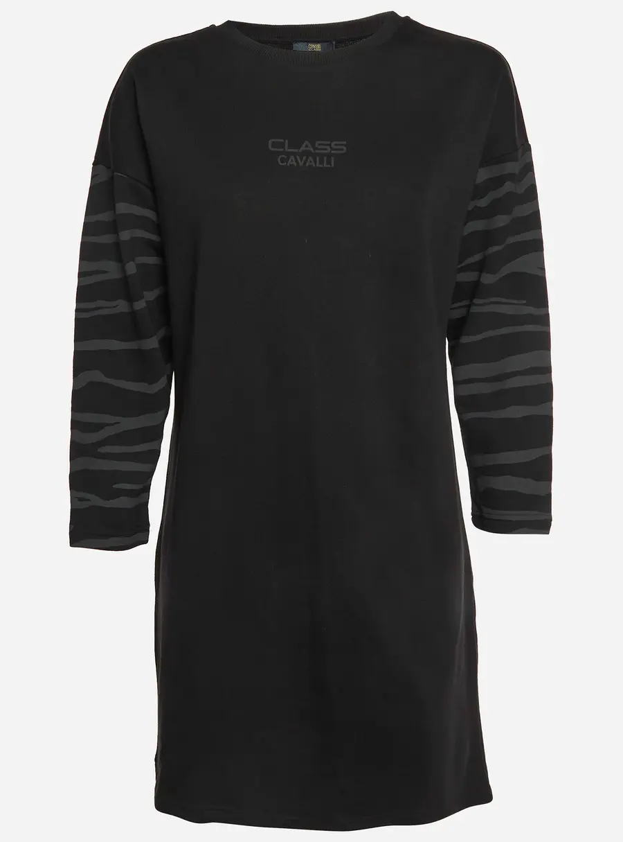 Class by Roberto Cavalli Black Logo Print Jersey Mini Dress M