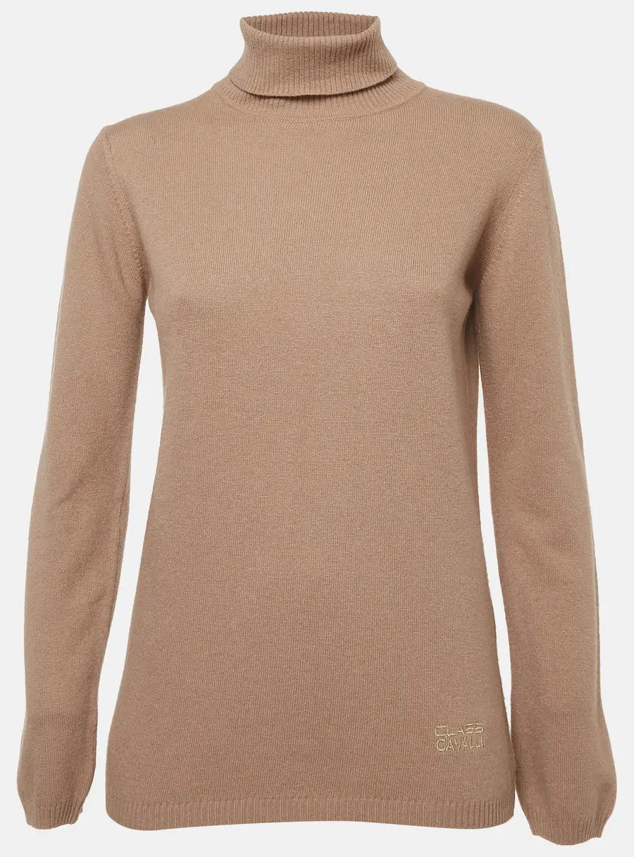 Class by Roberto Cavalli Tan Knit Turtle Neck Sweater L