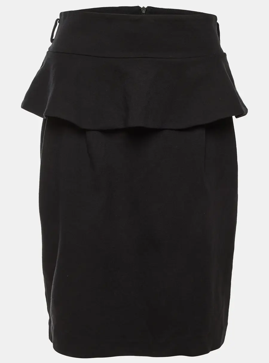 Cavalli Class Black Jersey Peplum Pencil Skirt L