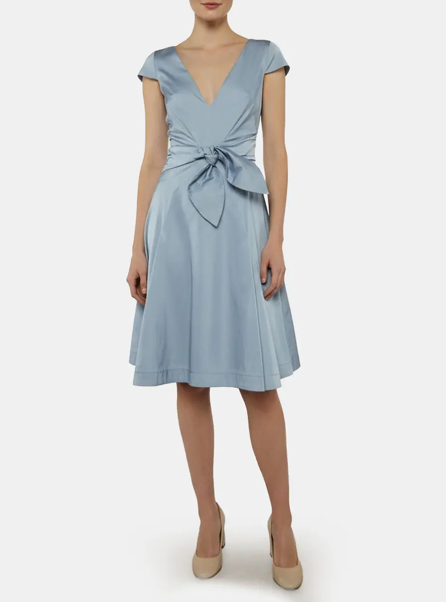 Class by Roberto Cavalli Blue Satin A-line Midi Dress S