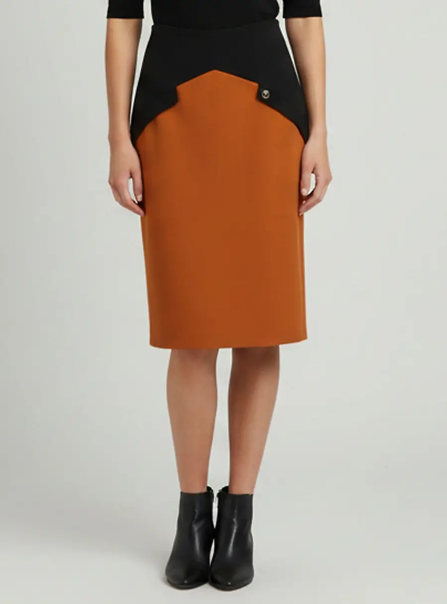 Class by Roberto Cavalli Orange/Black Jersey Midi Skirt M