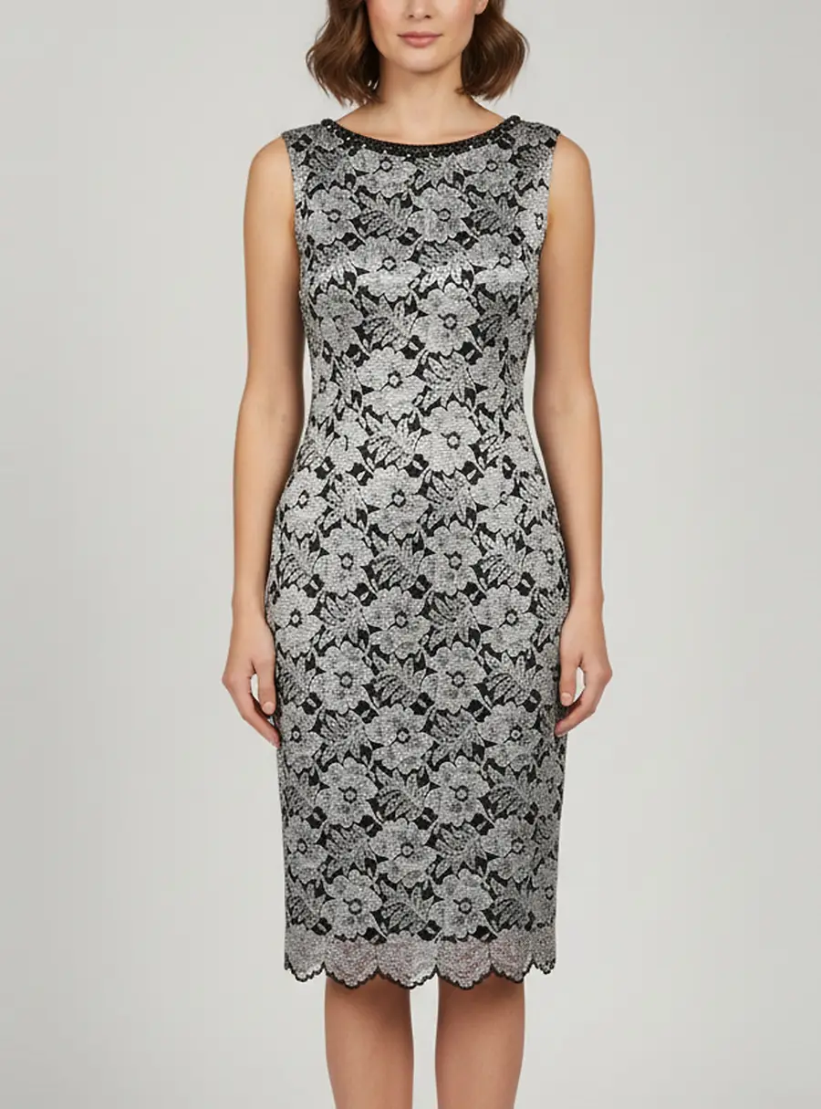 Class by Roberto Cavalli Grey Floral Lace Jacquard Bateau Neck Dress S