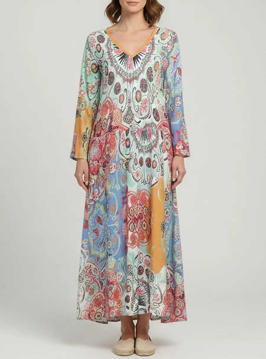 Class by Roberto Cavalli Multicolor Printed Jersey Maxi Dress L
