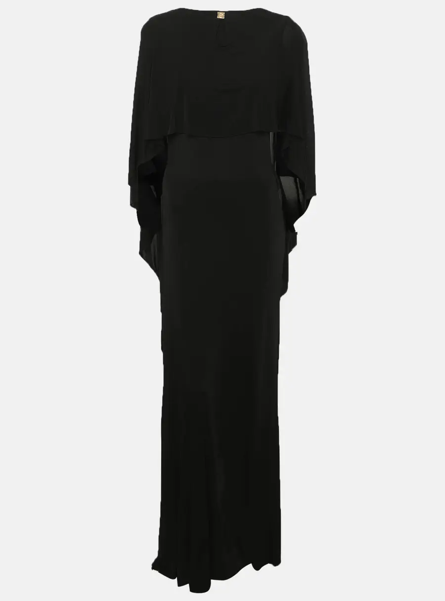 Class Cavalli Black Jersey Caped Maxi Dress S