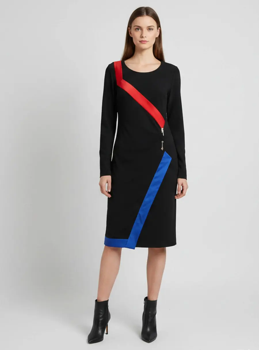 Class by Roberto Cavalli Black Crepe Long Sleeve Knee Length Dress M