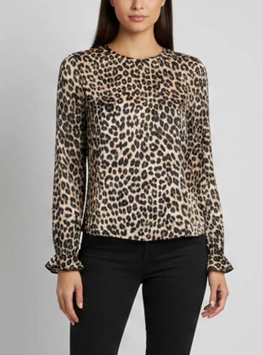 Class by Roberto Cavalli Brown Leopard Print Long Sleeve Top XS