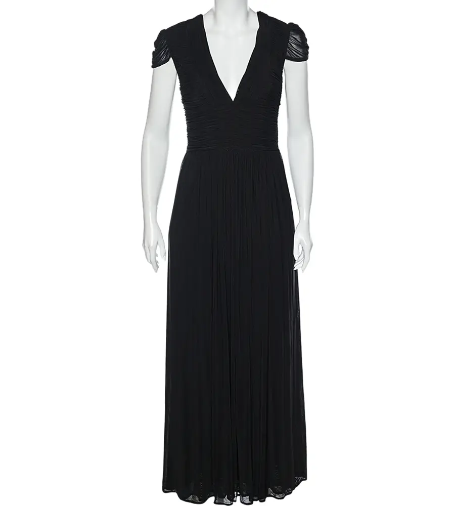 Class by Roberto Cavalli Black Jersey Ruched Maxi Dress M