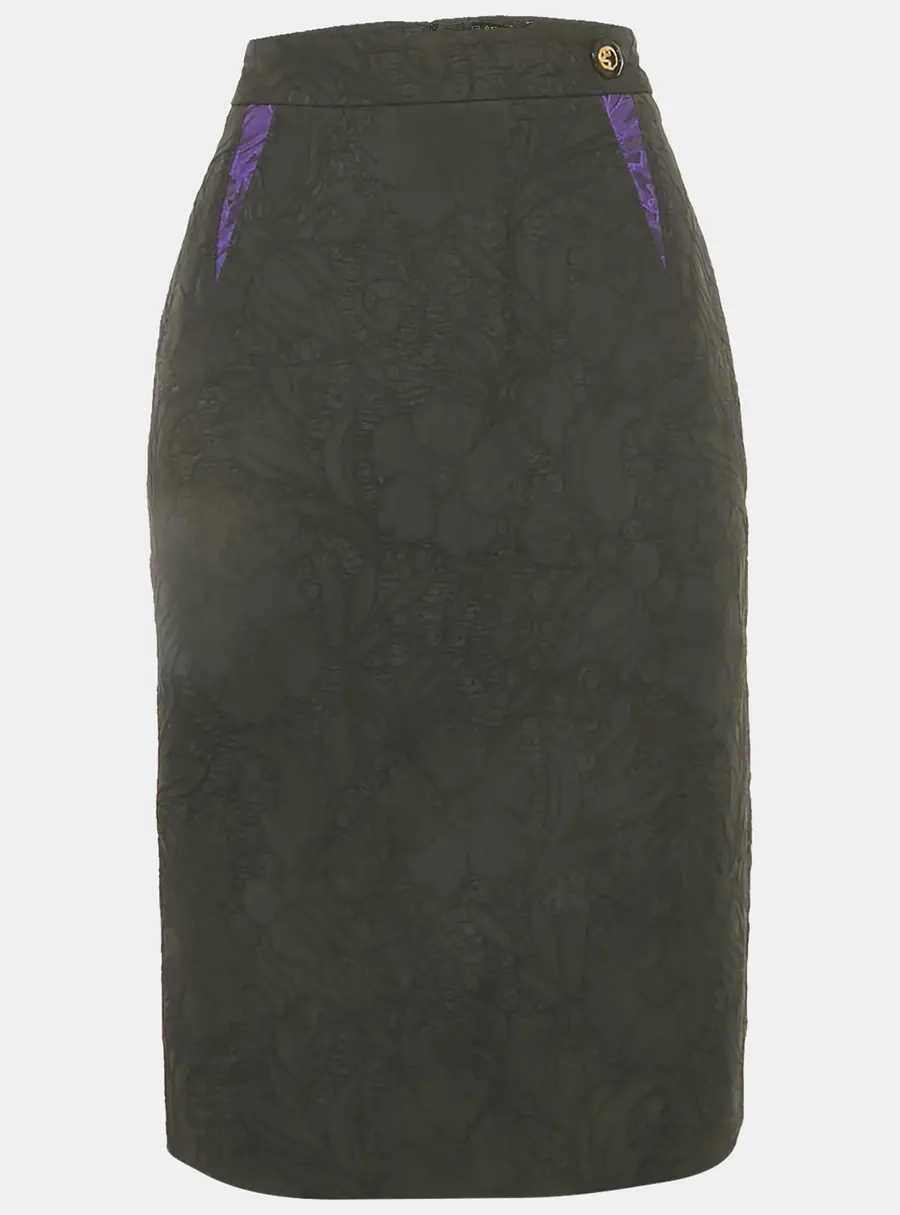 Class by Roberto Cavalli Black Floral Jacquard Pencil Skirt L