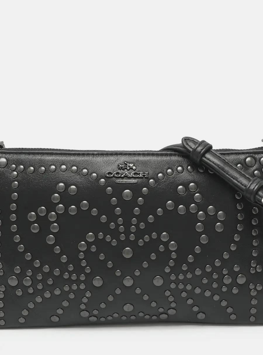 Coach Kylie Stud Mini Black Leather Crossbody Bag