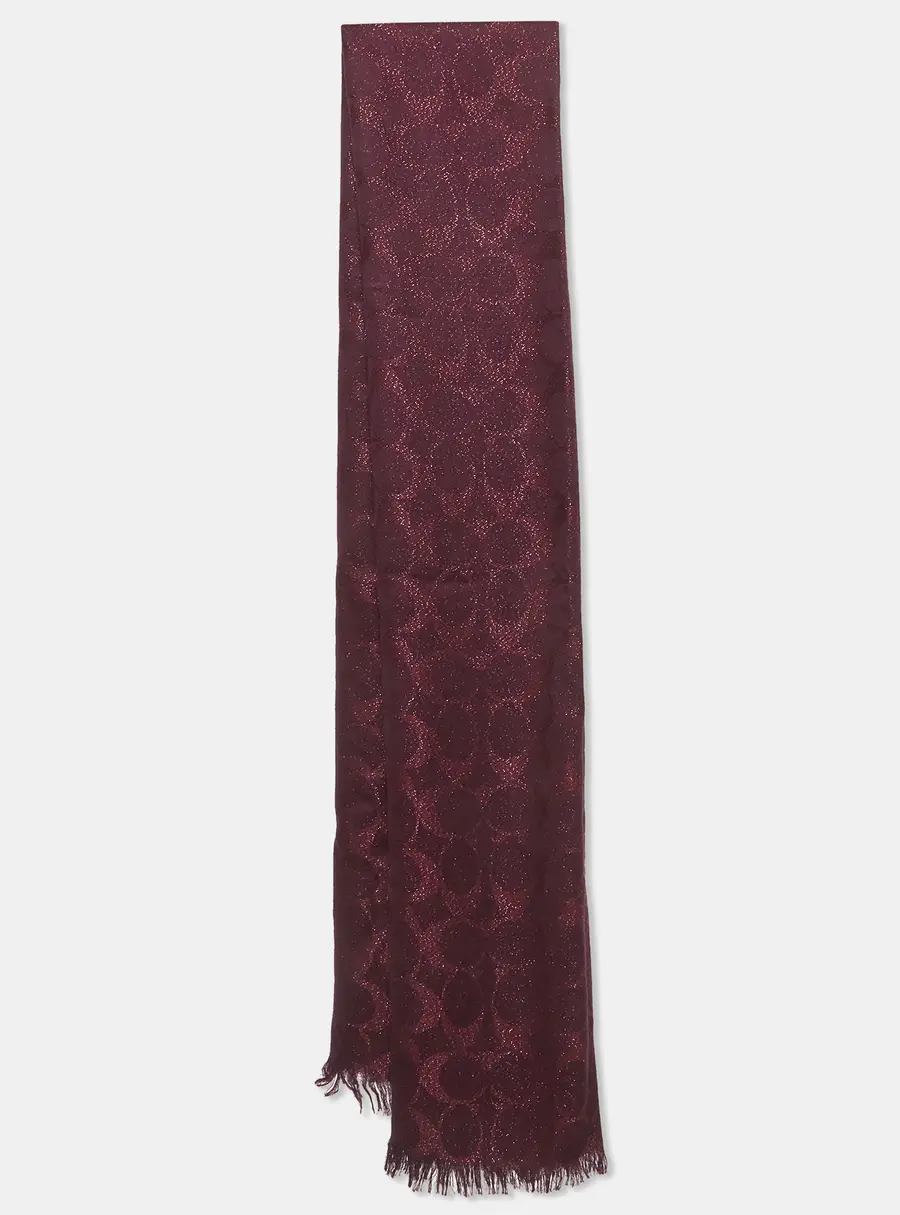 Coach Purple Signature Wool Blend Scarf