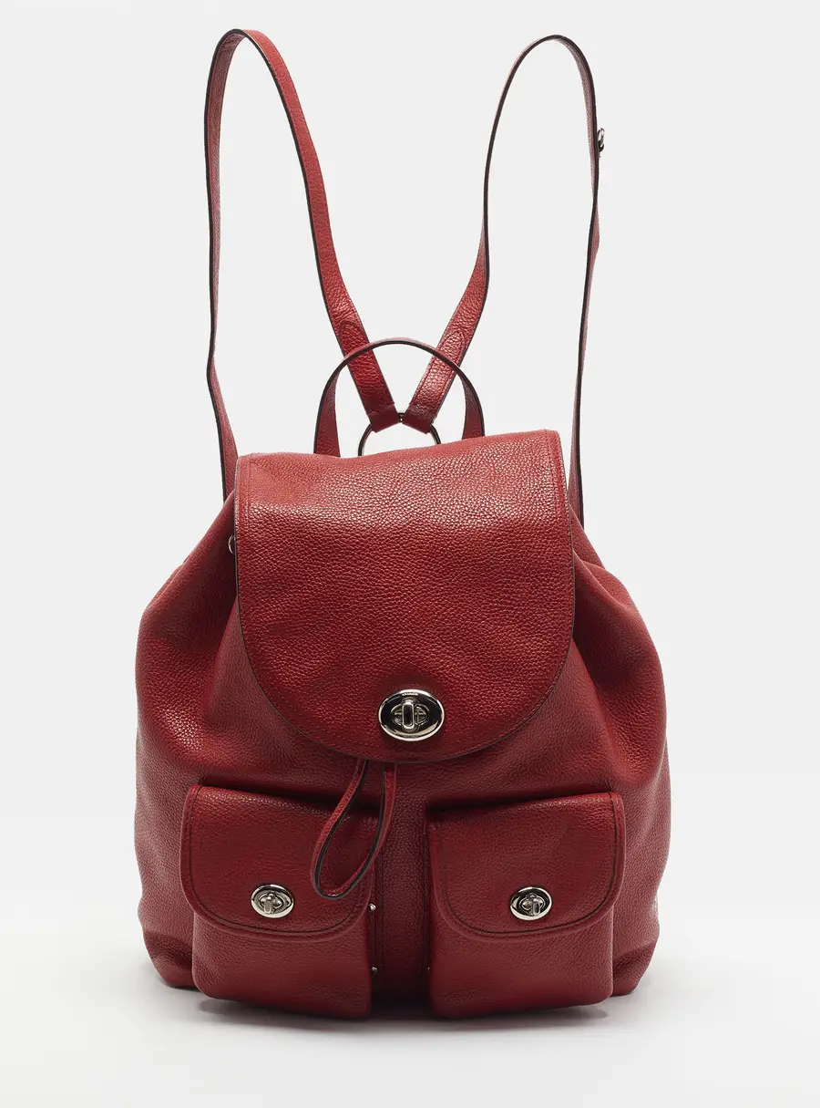Coach Turnlock Rucksack Red Leather Backpack