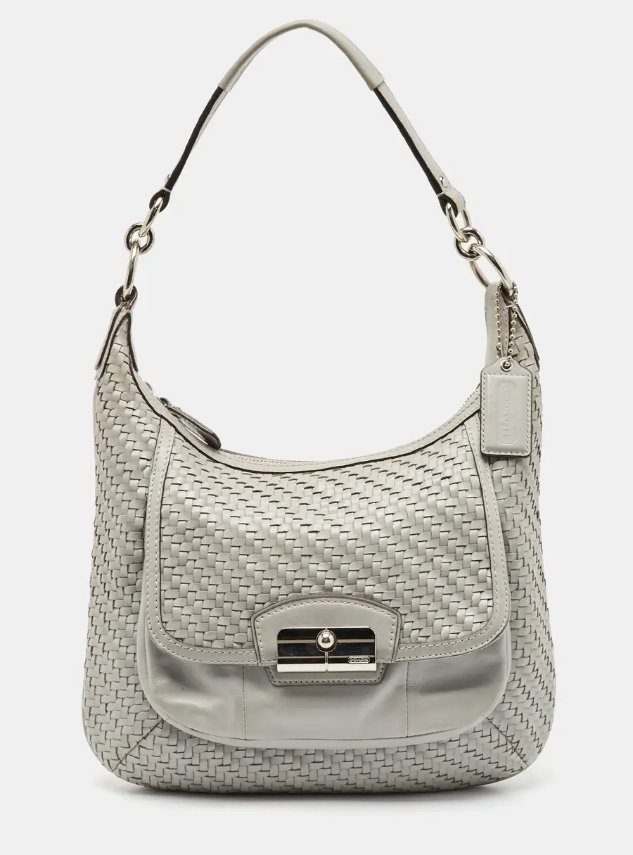 Coach Grey Woven Leather Kristin Hobo