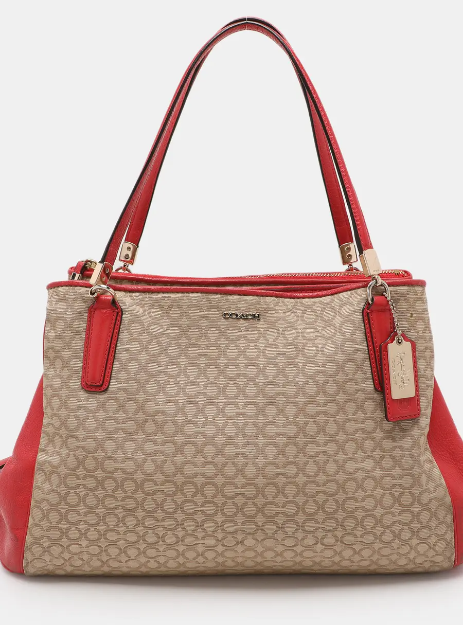 Coach Beige Coach Op Art Canvas and Leather Madison Phoebe Shoulder Bag