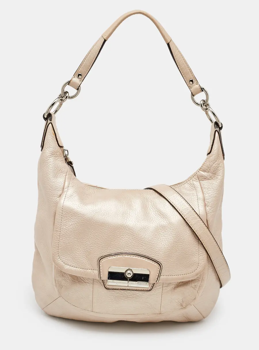 Coach Metallic Beige Leather Kristin Hobo