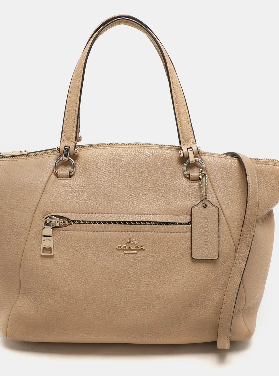 Coach Beige Pebbled Leather Prairie Satchel