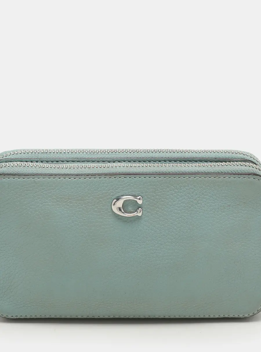 Coach Green Leather Kira Double Zip Crossbody Bag