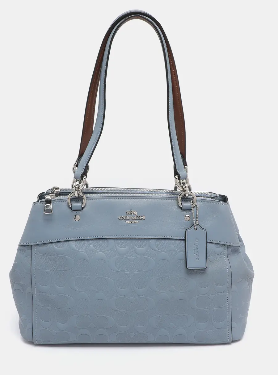Coach Light Blue Signature Leather Mini Brooke Carryall Satchel