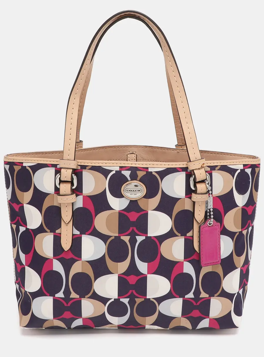 Coach Peyton Multicolor Leather and Satin Tote Bag