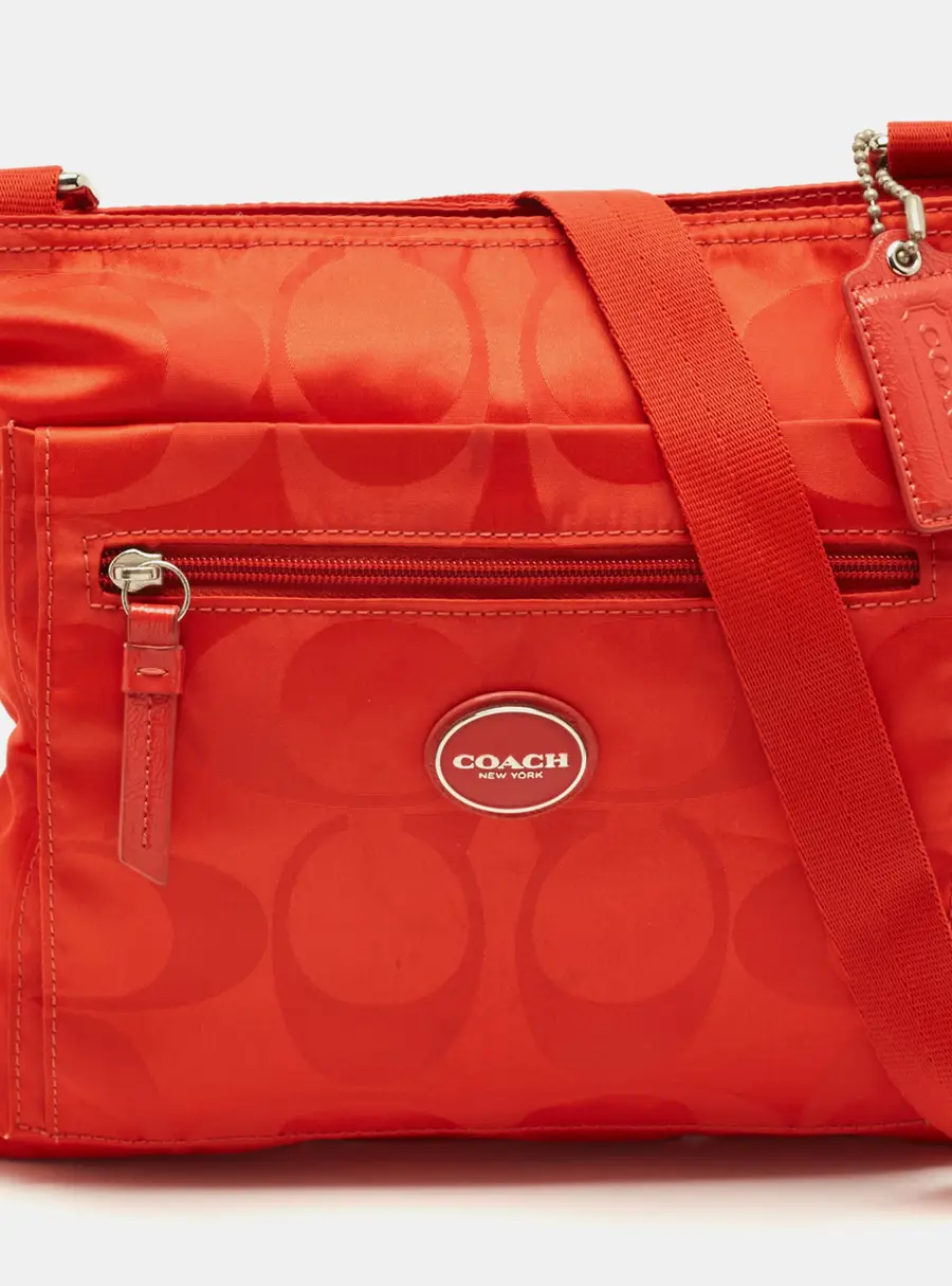 Coach Orange Signature Nylon File Messenger Bag