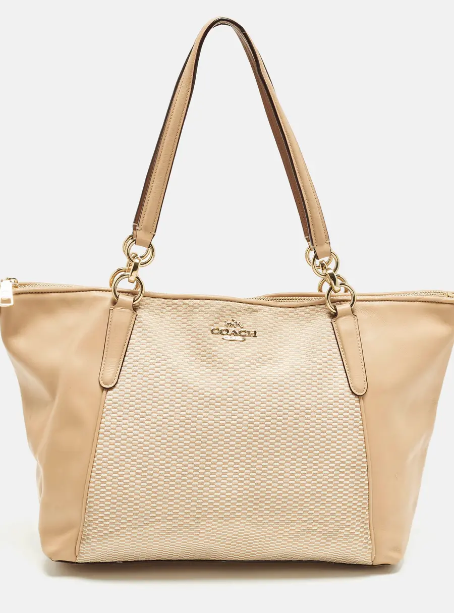 Coach Ava Beige Canvas and Leather Tote