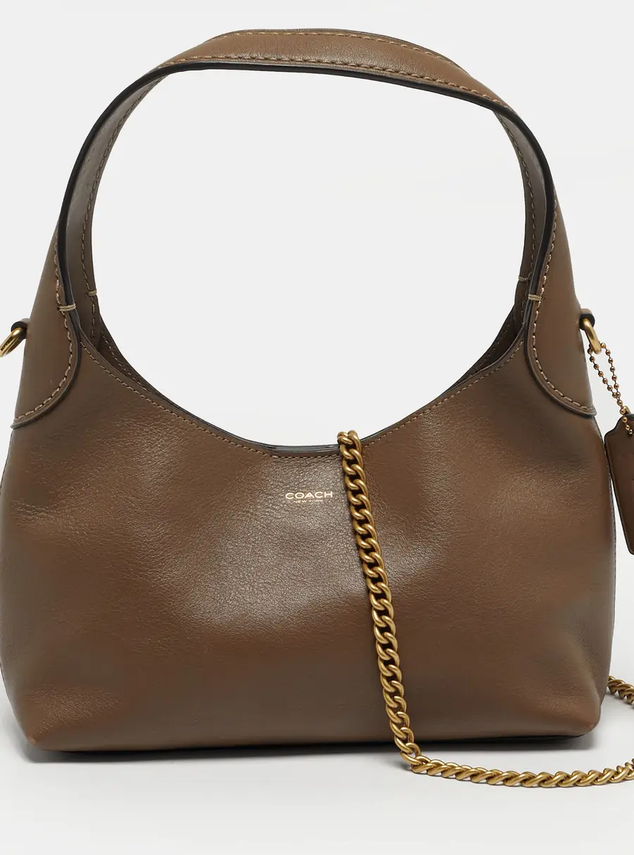 Coach Brooklyn 23 Dark Beige Leather Shoulder Bag