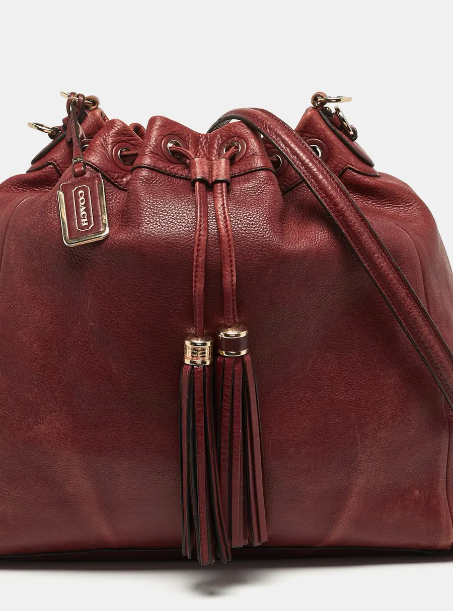 Coach Madison Drawstring Red Leather Shoulder Bag