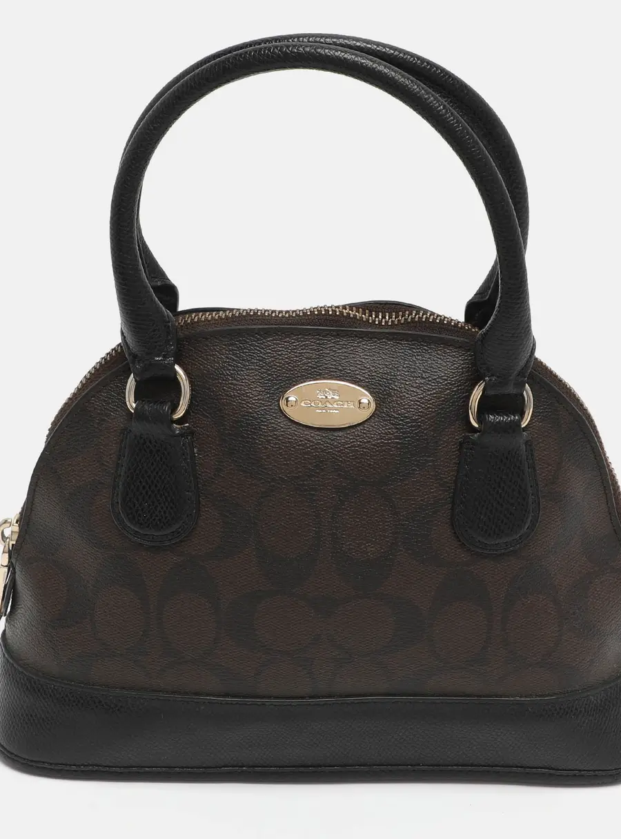 Coach Cora Dome Brown Signature Coated Canvas and Leather Satchel