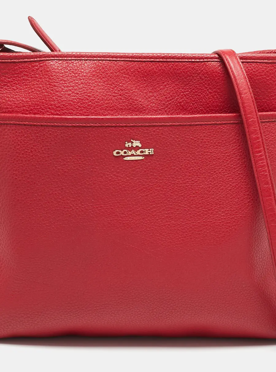 Coach File Red Leather Crossbody Bag