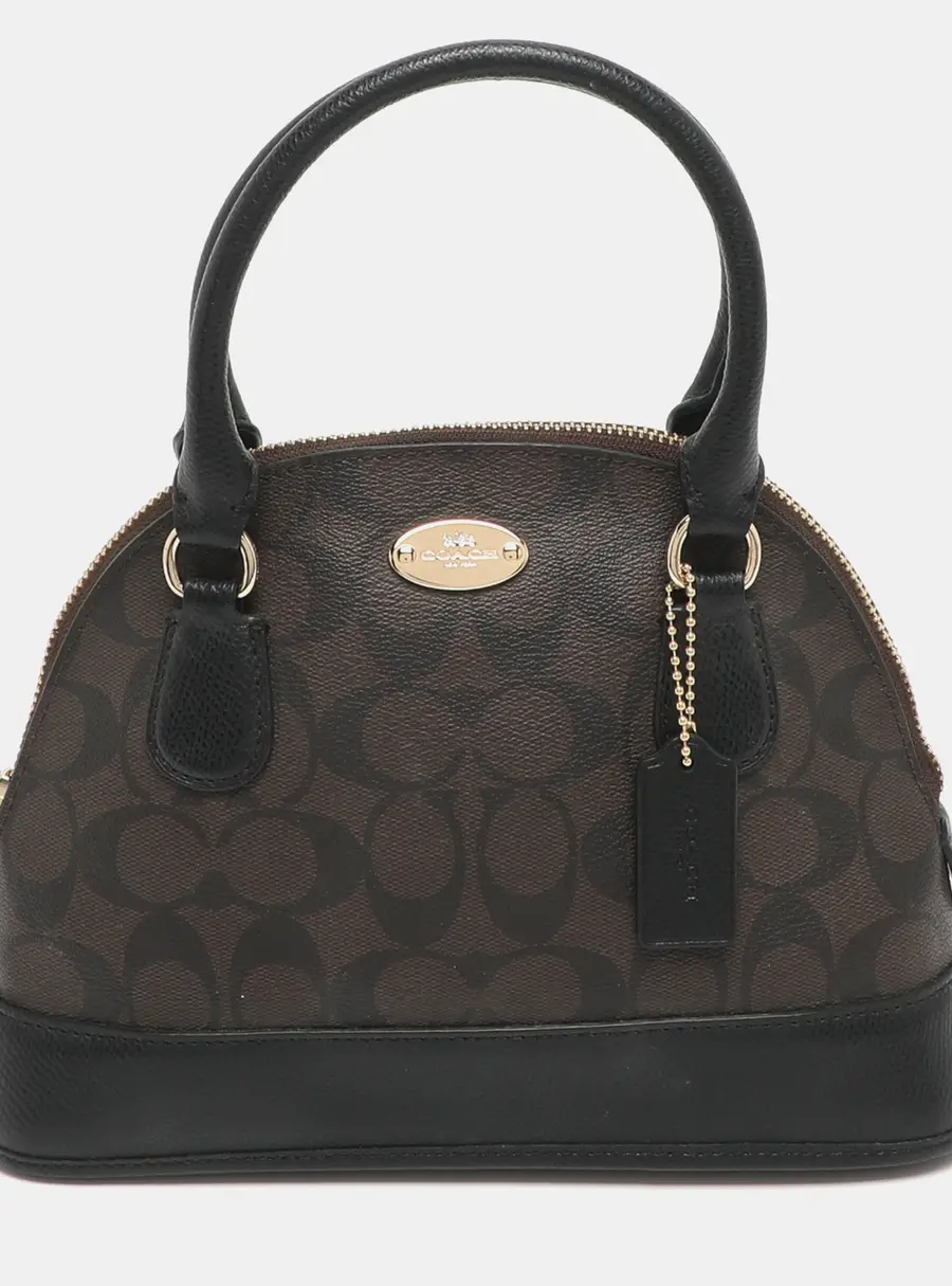 Coach Cora Dome Brown Signature Coated Canvas and Leather Satchel