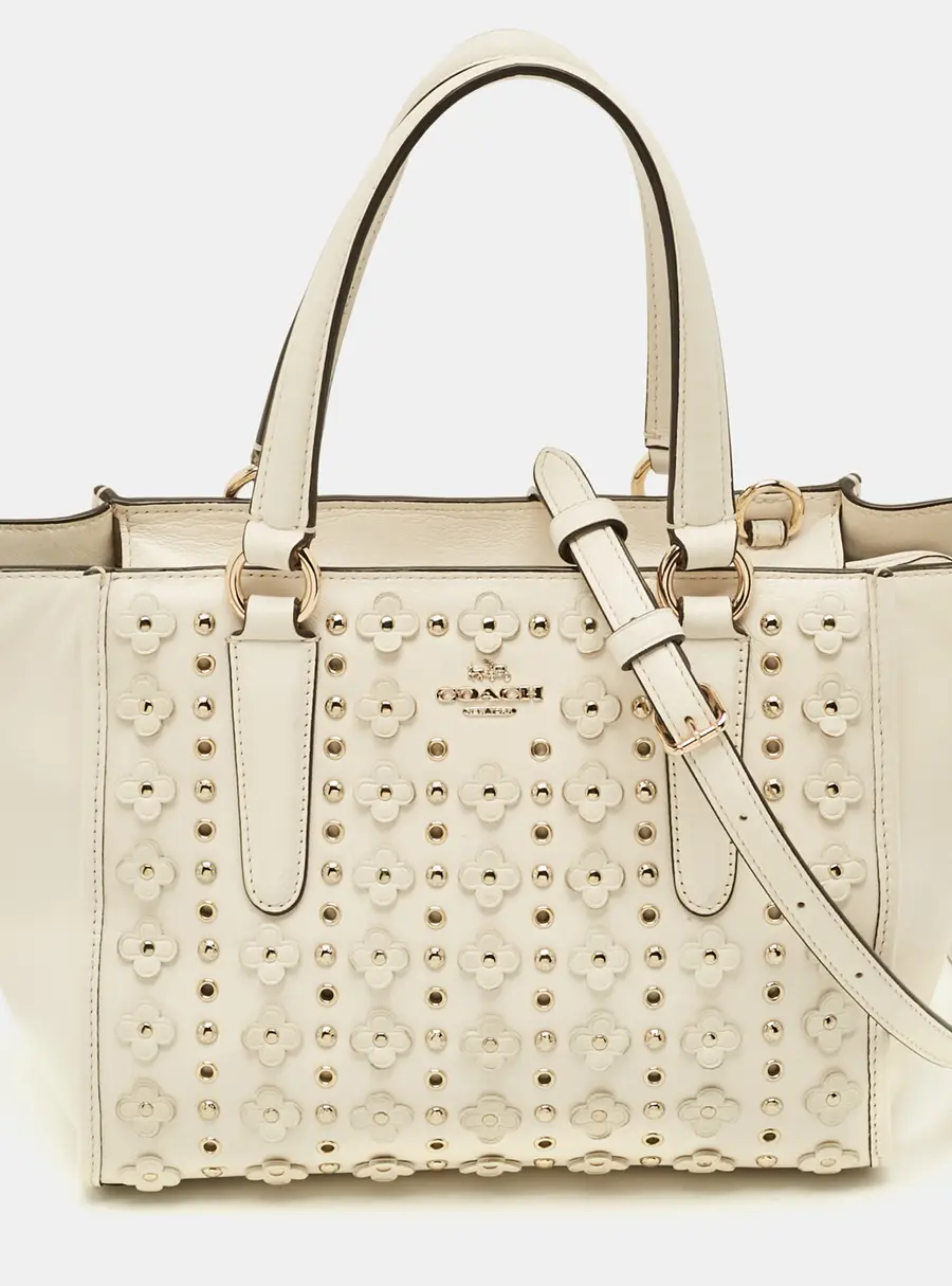 Coach Crosby Off White Floral Applique Leather Tote