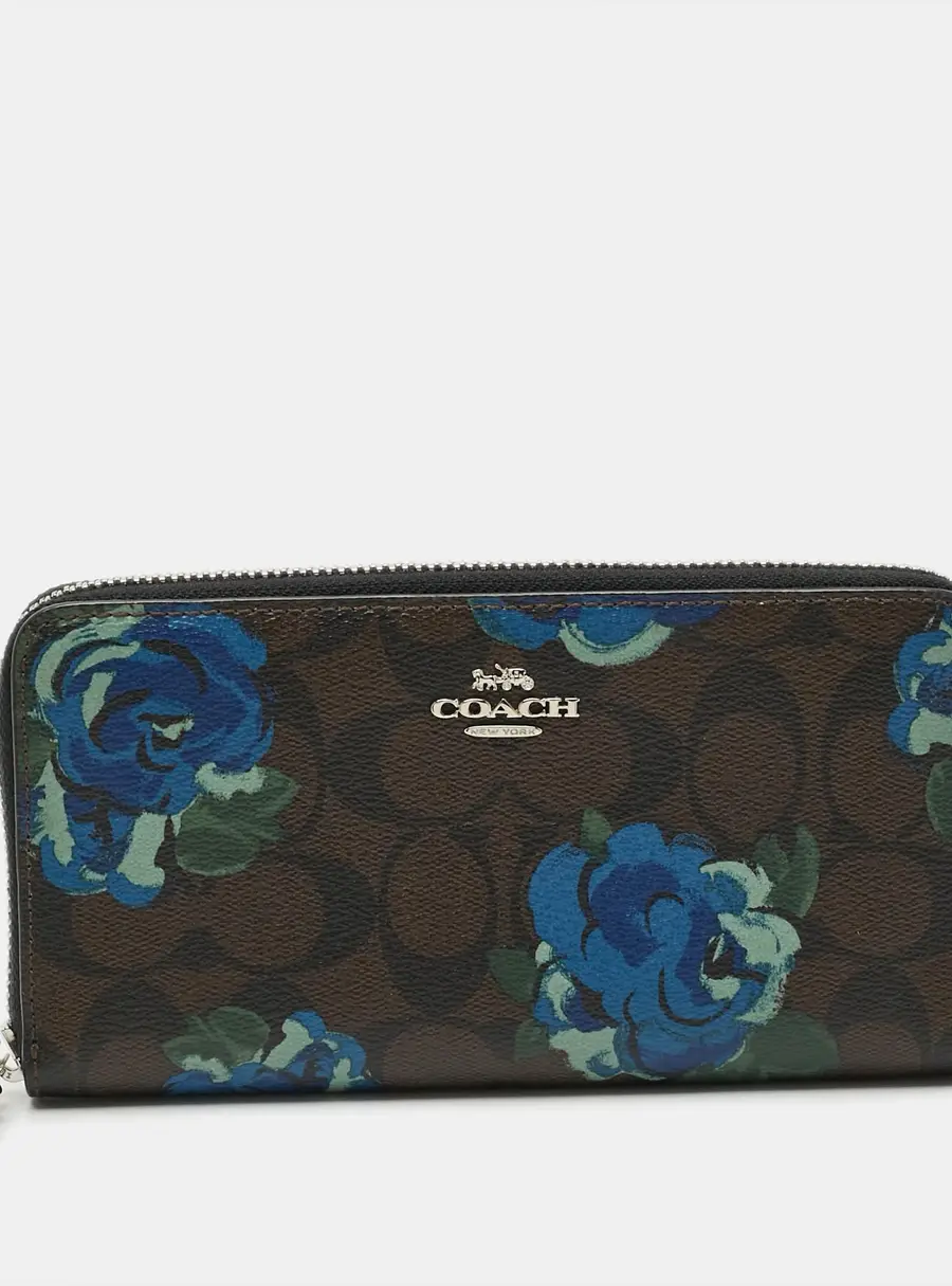Coach Accordion Floral Signature Coated Canvas Continental Wallet