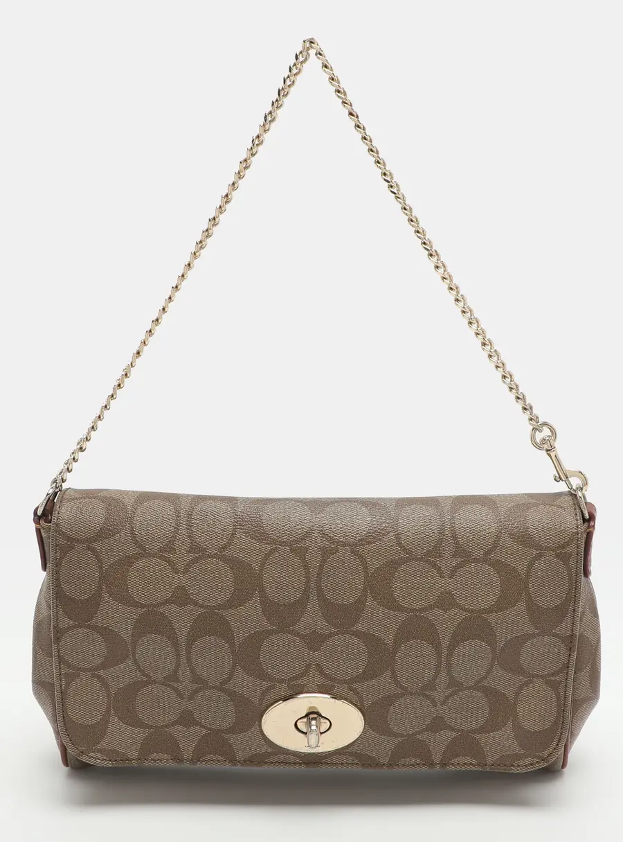 Coach Ruby Beige Signature Coated Canvas Shoulder Bag